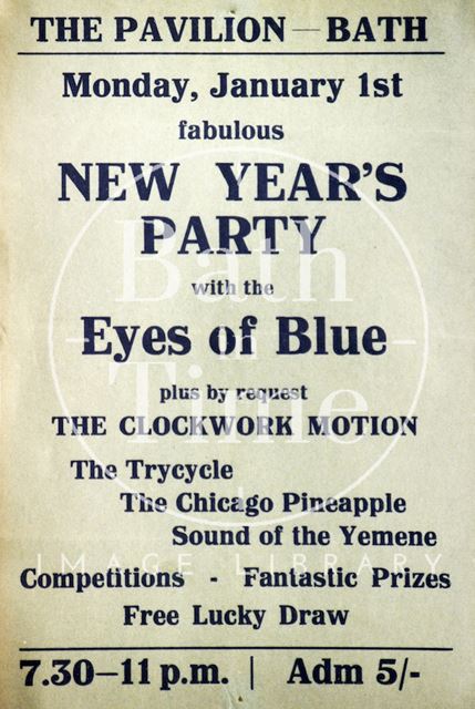 Flyer or poster for New Year's Party at the Pavilion, Bath 1968