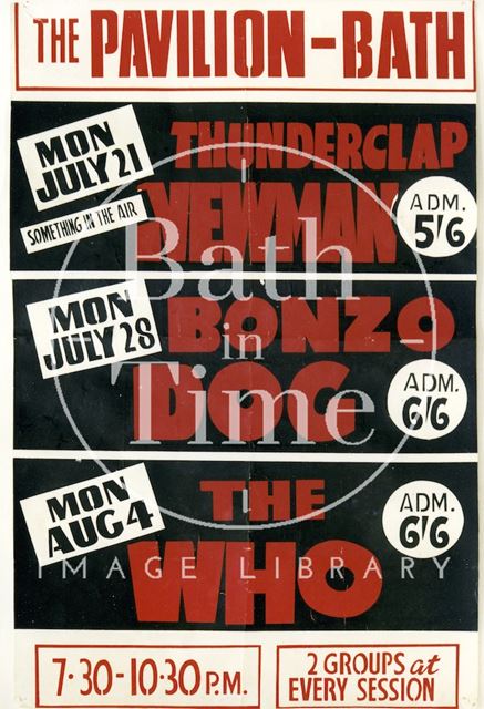 Flyer or poster for Thunderclap Newman, Bonzo Dog and the Who, the Pavilion, Bath 1969