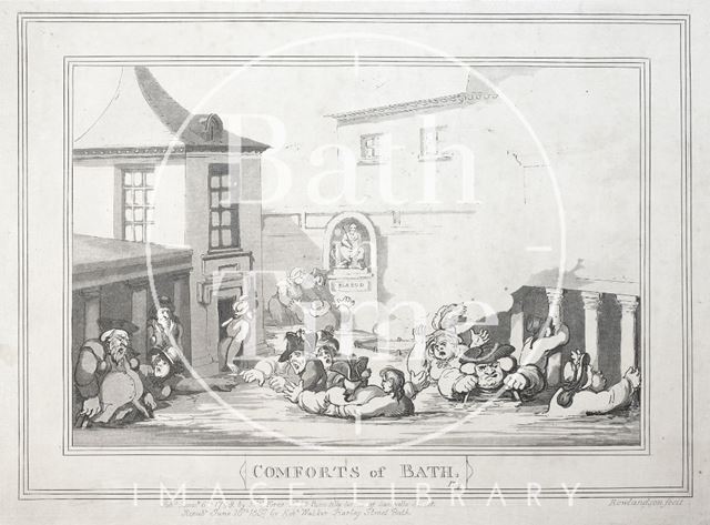 Comforts of Bath, Plate 7. The King's Bath 1798, republished 1857 - detail