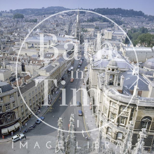 View north of High Street, from the tower of Bath Abbey c.1980