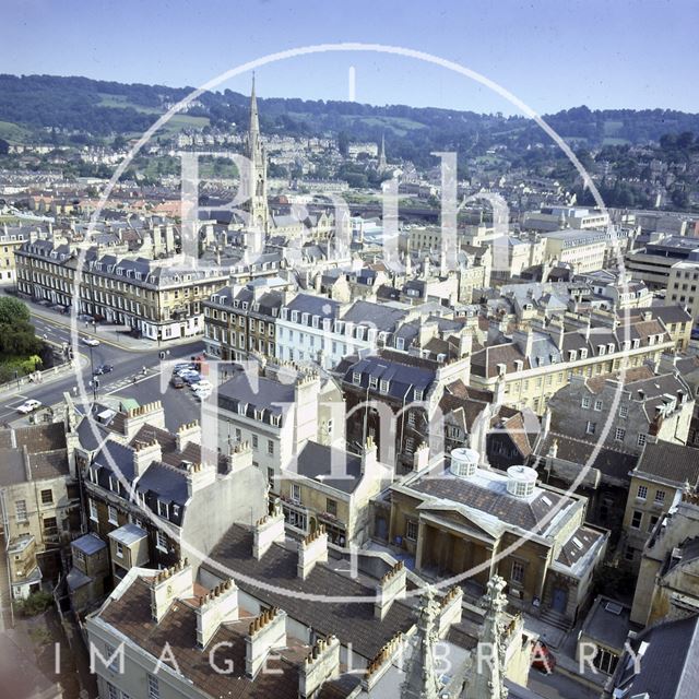 View southeast from the tower of Bath Abbey c.1980