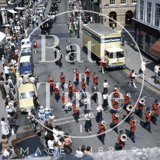 Parade on Milsom Street for the opening of Bath Festival c.1975