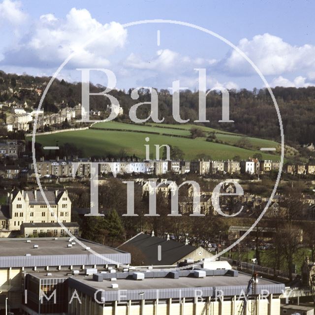 View from the Empire Hotel towards the fields at Bathwick, Bath c.1974