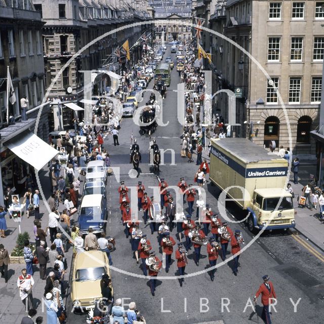 Parade on Milsom Street for the opening of Bath Festival c.1975