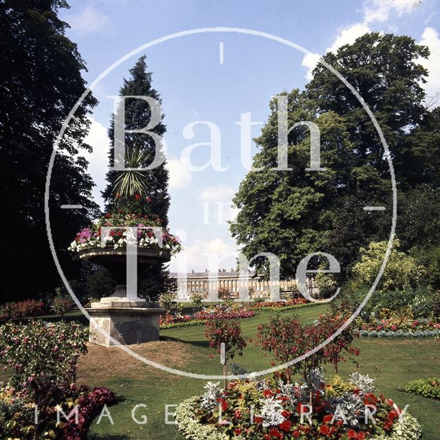 Floral Display in Royal Victoria Park with Royal Crescent in the background, Bath c.1975-1980