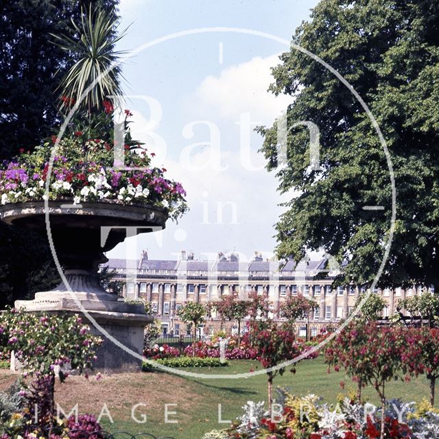 Floral Display in Royal Victoria Park with Royal Crescent in the background, Bath c.1980