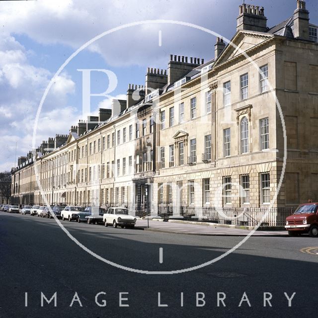 A recently cleaned Great Pulteney Street, Bath c.1975