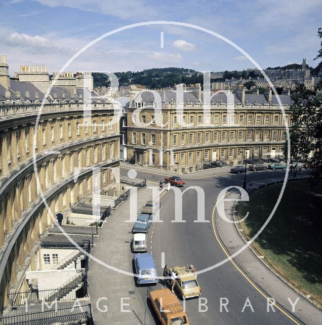 The Circus, Bath, viewed from the rooftops, Bath c.1975