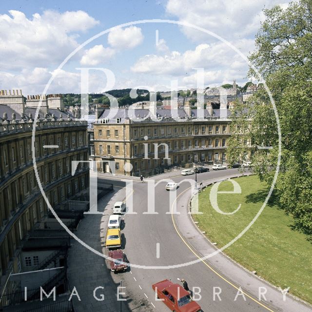 The Circus, Bath, viewed from the rooftops c.1975