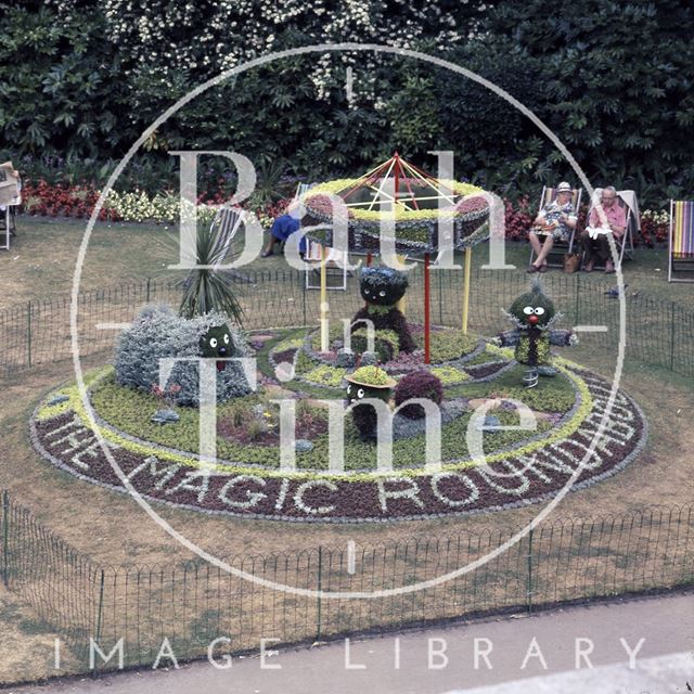 The Magic Roundabout floral display, Parade Gardens, Bath 1975