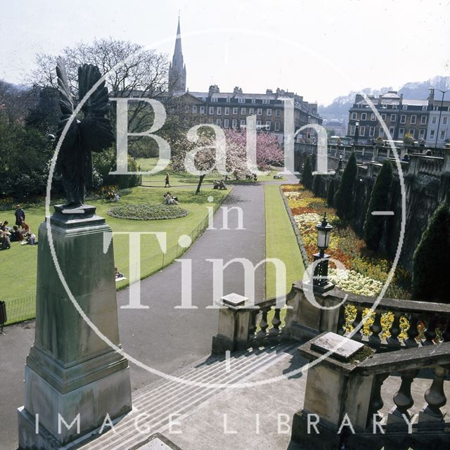 The steps at Parade Gardens, Bath with North Parade in the background c.1975