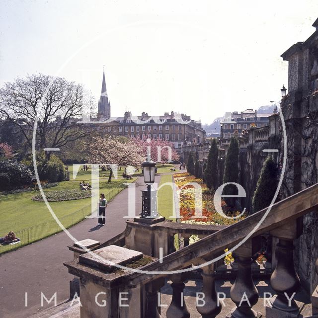 The steps at Parade Gardens, Bath with North Parade in the background c.1975-1980