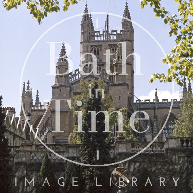 Bath Abbey, viewed from Parade Gardens c.1975