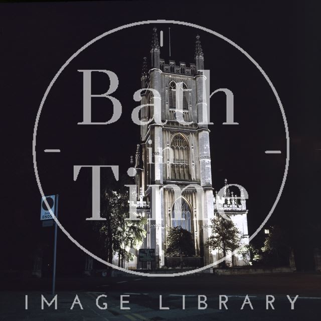 St. Mary's Church, Bathwick at night, Bath c.1975-1980