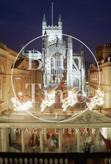 Bath Abbey with Christmas Decorations in the foreground c.1987