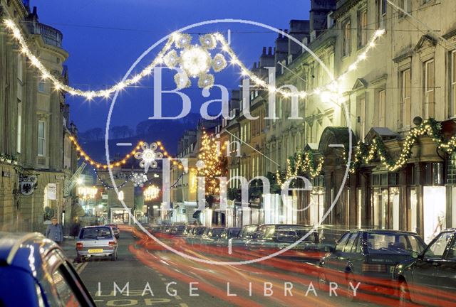 Christmas Decorations on Milsom Street, Bath c.1987