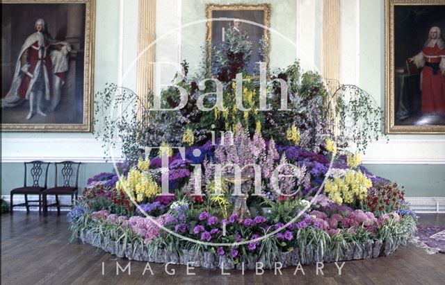 A floral display in the Guildhall Ballroom, Bath c.1980