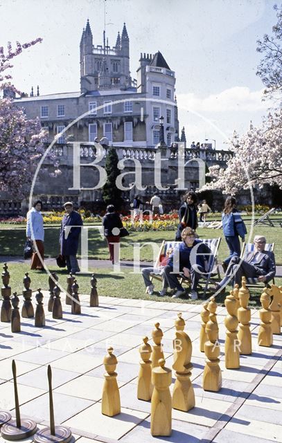 Giant chess in Parade Gardens, Bath c.1980