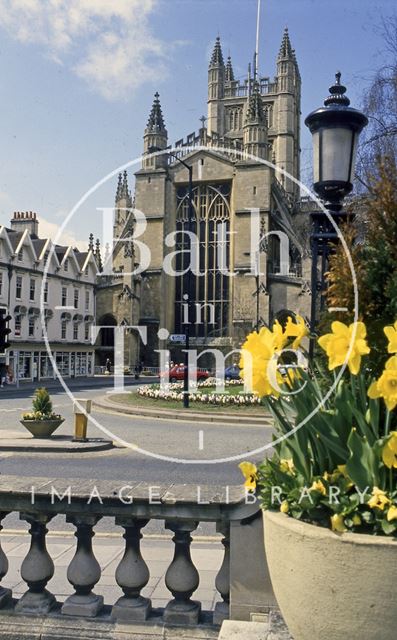 The east end of Bath Abbey from Orange Grove c.1980