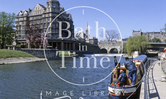 The River Avon with the Empire Hotel in the background, Bath c.1980