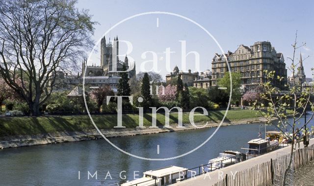 The River Avon with the Empire Hotel in the background, Bath c.1980