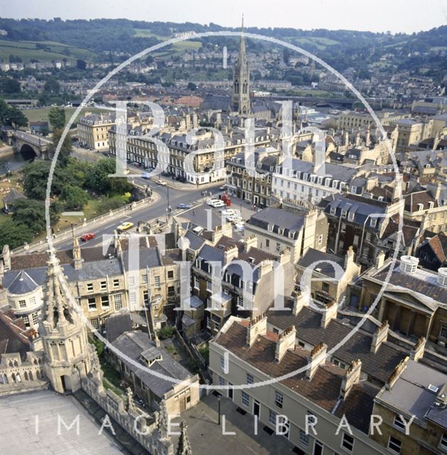 View of North Parade and Parade Gardens from Bath Abbey tower c.1982