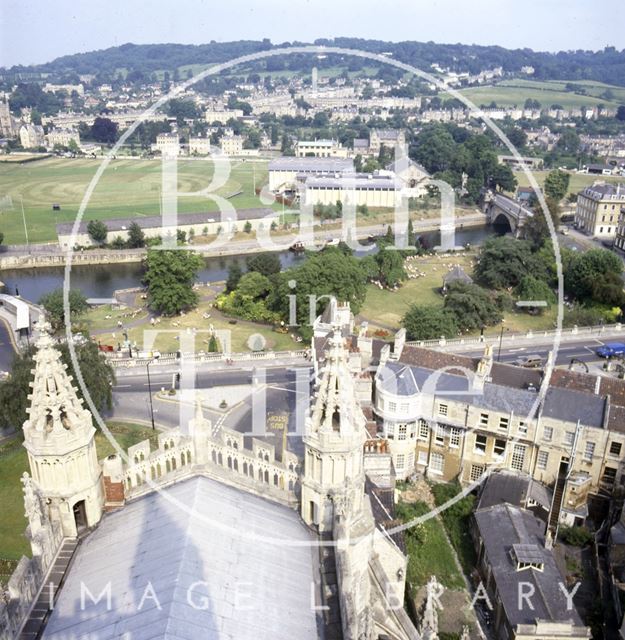 View of the Recreation Ground and Parade Gardens from Bath Abbey tower c.1982