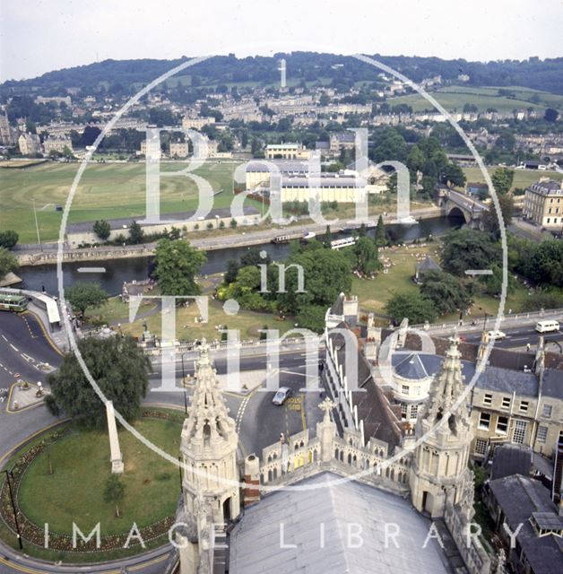 View of the Recreation Ground and Parade Gardens from Bath Abbey tower c.1982