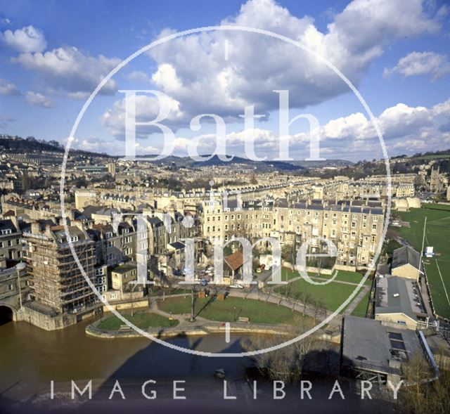 View of the River Avon and Recreation Ground from the roof of the Empire Hotel, Bath c.1980