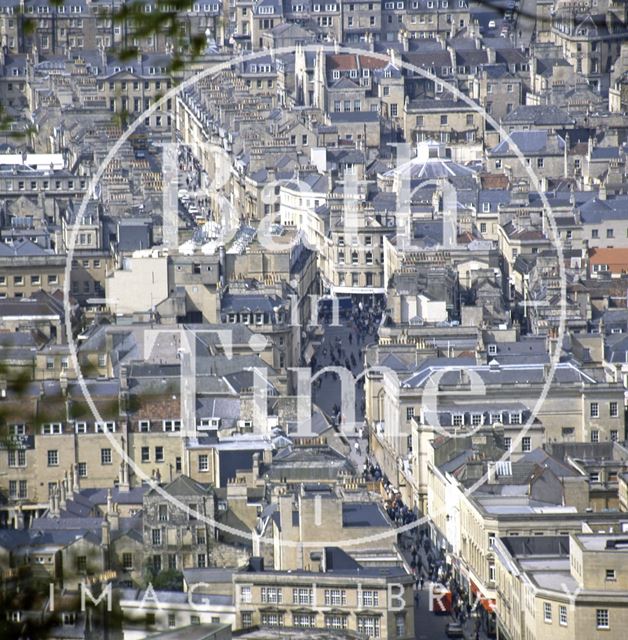 View of Stall Street on a busy shopping day from Beechen Cliff, Bath c.1980