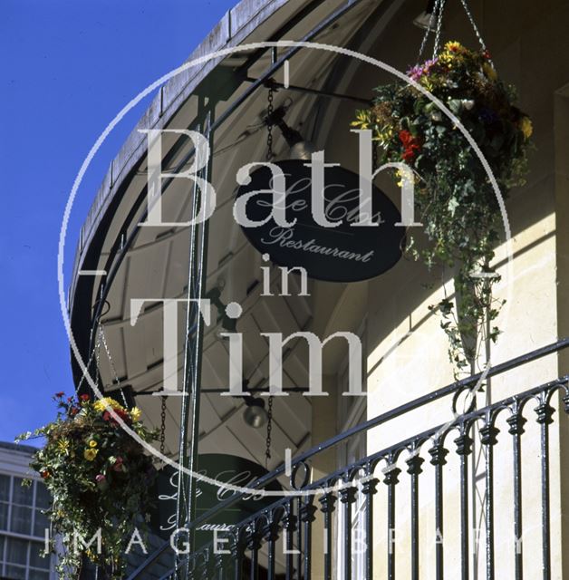 The round balcony of Le Clos Restaurant, Seven Dials development, Sawclose, Bath c.1995