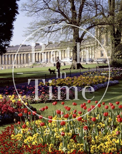 Floral display in front of Royal Crescent, Bath c.1980