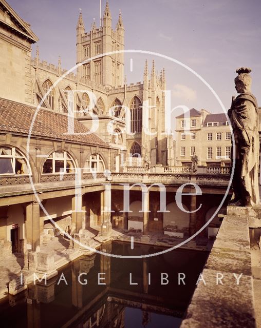 The Roman Baths with Bath Abbey in the background c.1978