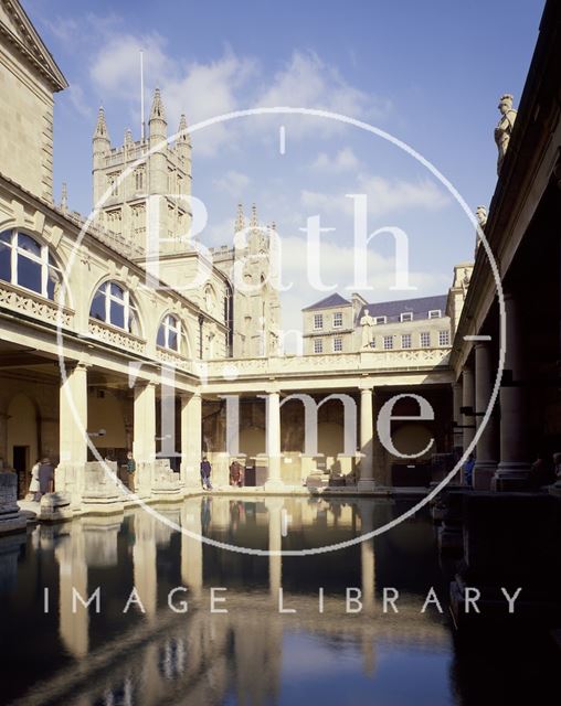 The Roman Baths with Bath Abbey in the background c.1980