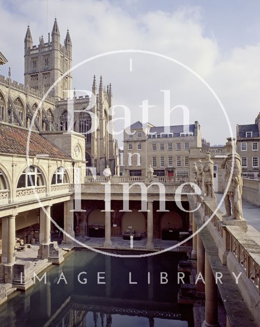 The Roman Baths with Bath Abbey in the background c.1980