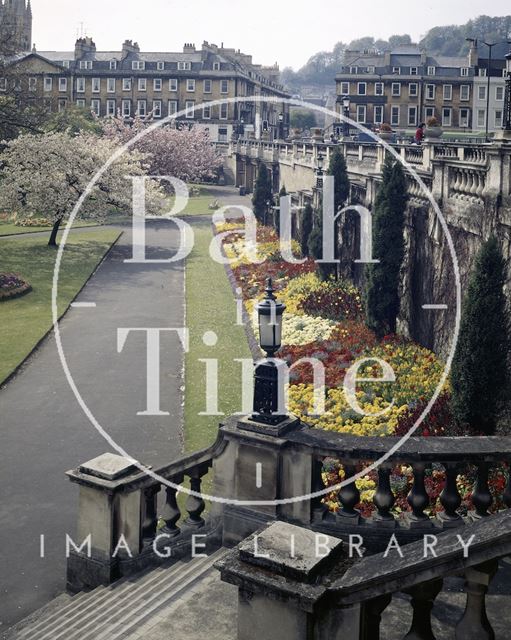 Parade Gardens with North Parade in the background, Bath c.1975