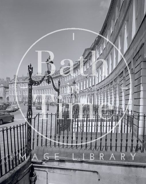 Railings and overthrows at Lansdown Crescent, Bath c.1975