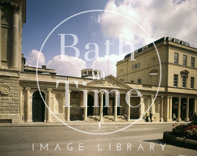 The Mineral Fountain, Pump Room and entrance to King's and Queen's Baths, Union Street, Bath c.1976