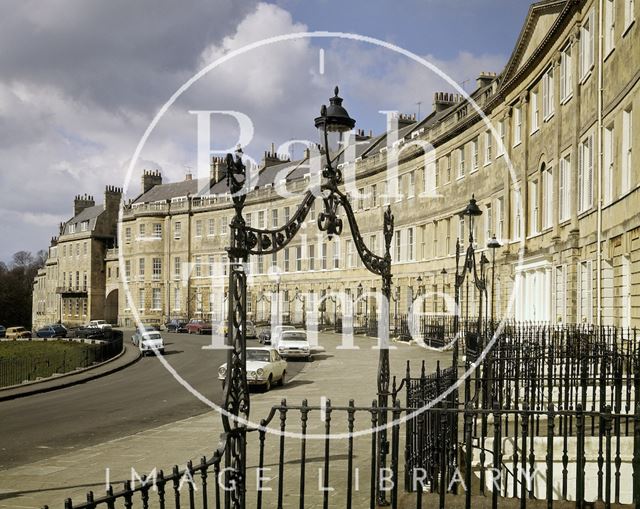 Railings and overthrows at Lansdown Crescent, Bath c.1975