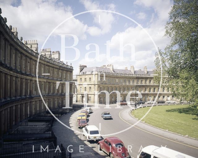 The Circus, Bath, viewed from the rooftops c.1975