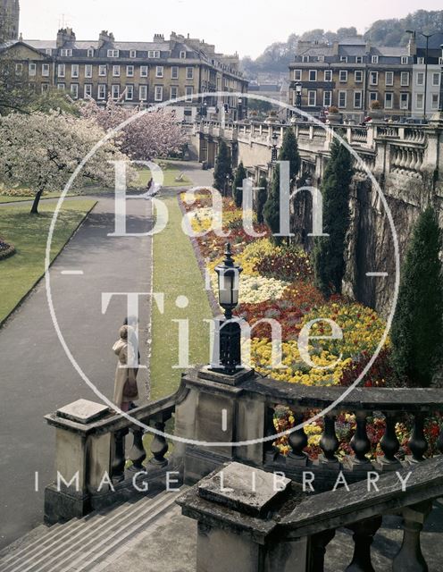 The steps at Parade Gardens, Bath with North Parade in the background c.1975-1980