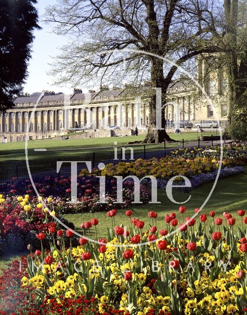 Floral display in front of Royal Crescent, Bath c.1980