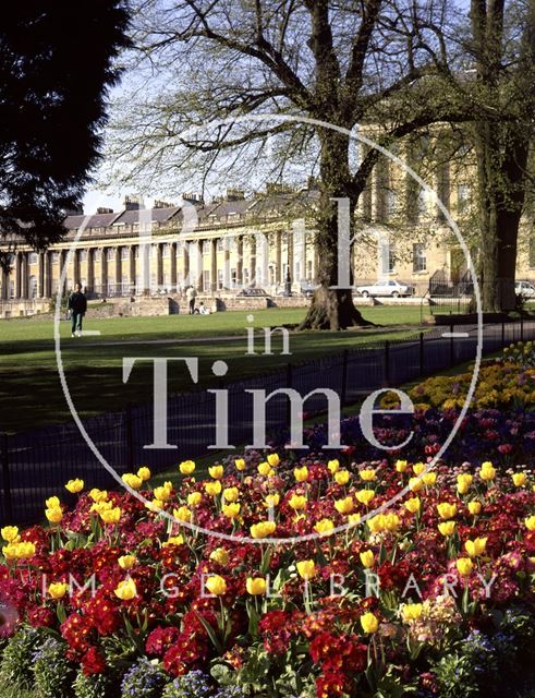 Floral display in front of Royal Crescent, Bath c.1980