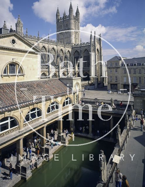 The Roman Baths with Bath Abbey in the background c.1990