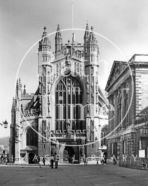 The west front of Bath Abbey c.1973