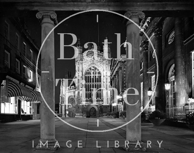 The west front of Bath Abbey, viewed from Stall Street c.1973