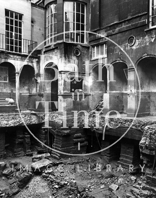 The excavation of the King's Bath reservoir, Bath 1980