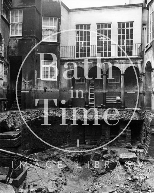 The excavation of the King's Bath reservoir, Bath 1980