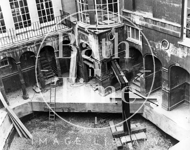 The excavation of the King's Bath reservoir, Bath 1980