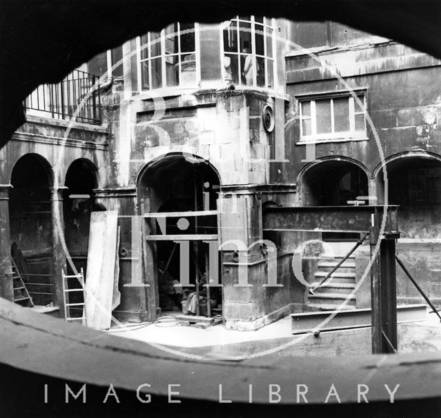 The excavation of the King's Bath reservoir, Bath 1980